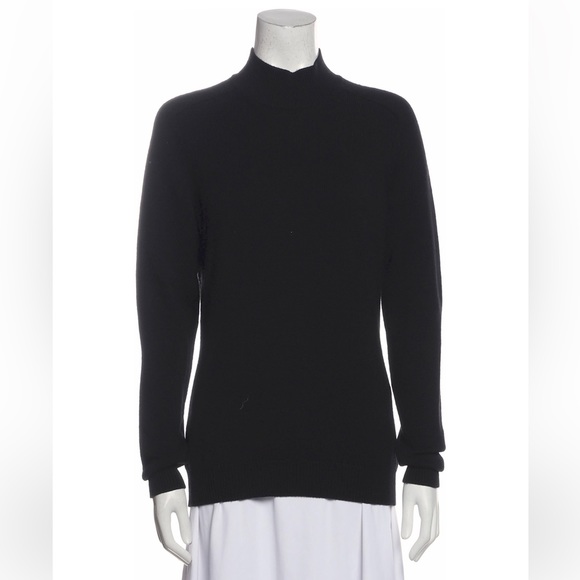 HELMUT LANG - Black Long Sleeve Mock Neck Sweater - Picture 1 of 6